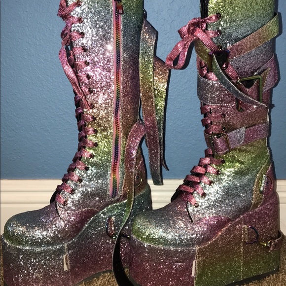 sparkly platform boots